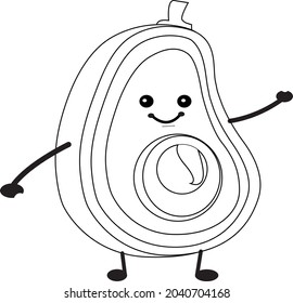 avocado icon for coloring page, popular, vector