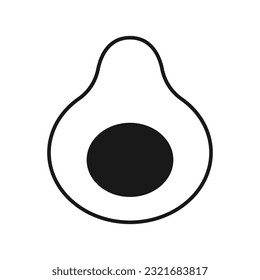 Avocado icon, contour vector sign, icon isolated on white background