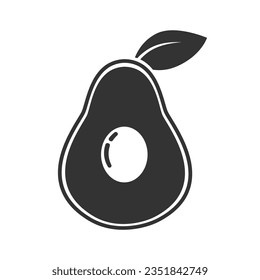 Avocado icon cut in half with a leaf. For keto food labels, diet food and packaging labels with avocado vector flat sign