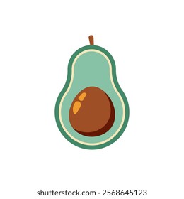 Avocado icon. Cut in half sliced with seed inside avocado. Fruit for healthy lifestyle. Flat vector illustration isolated on white background