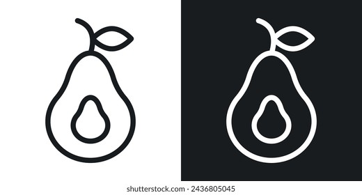 Avocado Icon Designed in a Line Style on White background.
