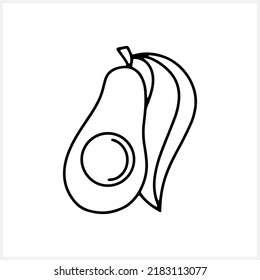 Avocado icon, doodle food. Hand drawn art line. Sketch vector stock illustration. EPS 10