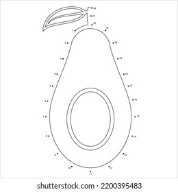 Avocado Icon Dot To Dot, Fruit Icon, Avocado Pear, Alligator Pear Vector Art Illustration