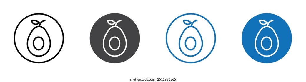 Avocado icon flat editable icon mark set.