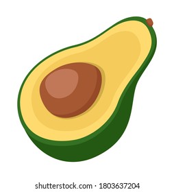 Avocado icon. Flat illustration of half avocado vector icon isolated on white background. Green fruit with a large bone inside. Evergreen fruit used in healthy food and cosmetology, proper nutrition