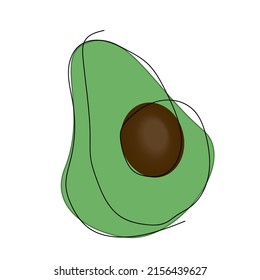 Avocado icon. Flat illustration of vector avocado icon isolated on white background. Abstract illustration by one line.
