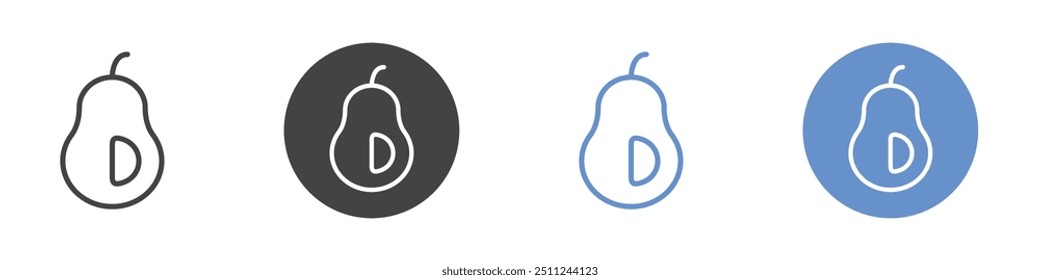 Icono de aguacate Conjunto plano en color blanco y negro