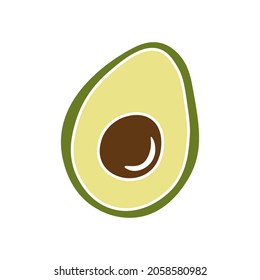 Avocado icon. Flat vector illustration of avocado icon isolated on white background. Half of a avocado logo.