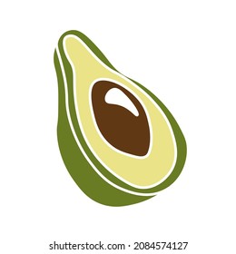 Avocado icon. Flat vector illustration of avocado icon isolated on white background. Half of a avocado logo.