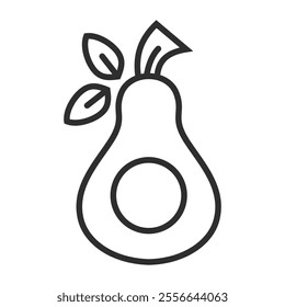Avocado icon, Healthy food, Fruit and vegetable symbol outline icon, editable vector illustration and transparent graphic element. Isolated on white background