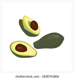 Icono de aguacate aislado en blanco. Ilustración de la población vectorial de alimentos. EPS 10