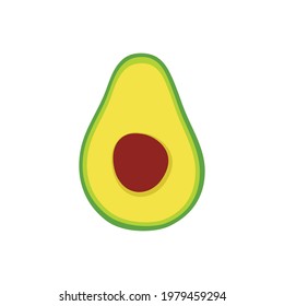 avocado icon isolated on white background, simple modern flat vector illustration, half of cute cartoon fruit