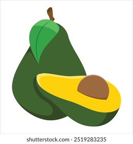 Avocado icon isolated vector illustration, peel Avocado, sweet fruits, yellow fruit and a bunch of Avocado, tropical fruits, Avocado snacks or vegetarian nutrition, Alpukat, buah, buah Alpukat