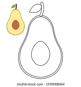 avocado icon for kindergarten coloring, popular, vector