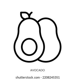 avocado icon. Line Art Style Design Isolated On White Background