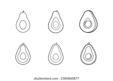 avocado icon line art vector illustration