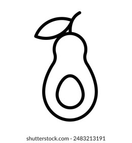 marca de logotipo lineal de icono de aguacate en blanco y negro