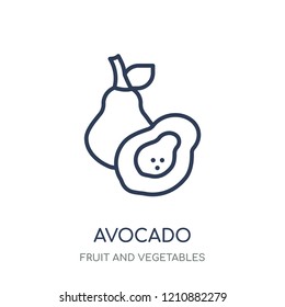Avocado icon. Avocado linear symbol design from Fruit and vegetables collection. Simple outline element vector illustration on white background.