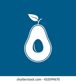 Avocado Icon On Blue Background