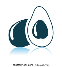 Icono De Aguacate En Fondo Gris. Diseño de reflexión de sombra. Ilustración vectorial.
