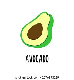 The avocado icon on a white background. Simple modern flat illustration. Isolated vector illustration.