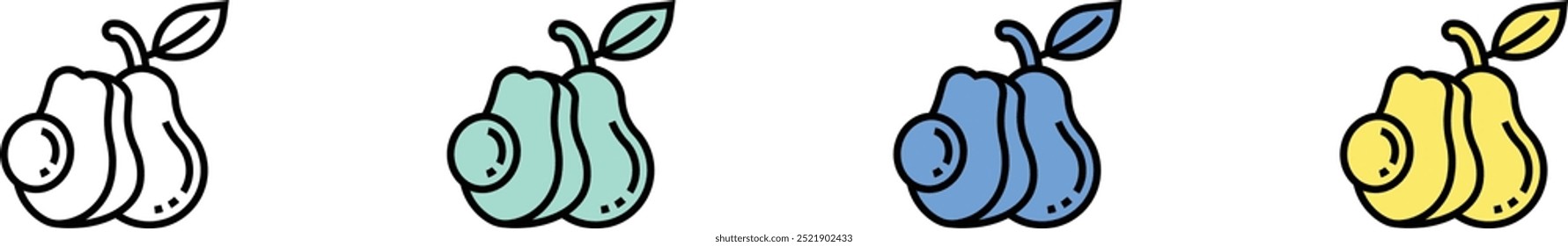 avocado icon. Outline, Green, Blue and Yellow Style Design Isolated On White Background