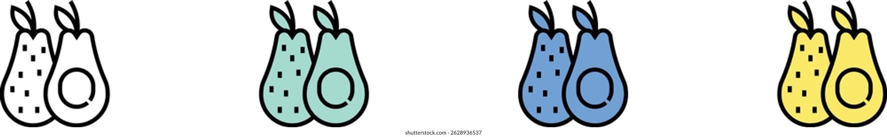 avocado icon. Outline, Green, Blue and Yellow Style Design Isolated On White Background