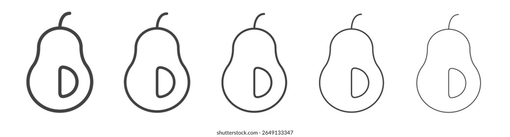Símbolo de Vector de ilustración de contorno de icono de aguacate