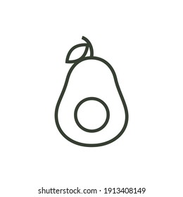 Avocado icon outlined. Isolated healthy food icons
