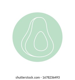 avocado icon over white background, minimalist tattoo concept, line block style, vector illustration