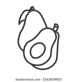 Avocado Icon Representing a Sliced Fruit in Black and White