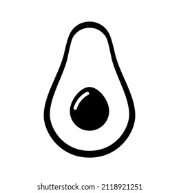 Avocado icon with seed cut in half icon isolated on white background. Summer fruits for a healthy lifestyle. Organic fruits. Vector illustration
