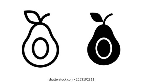 Avocado Icon set in black filled and line.