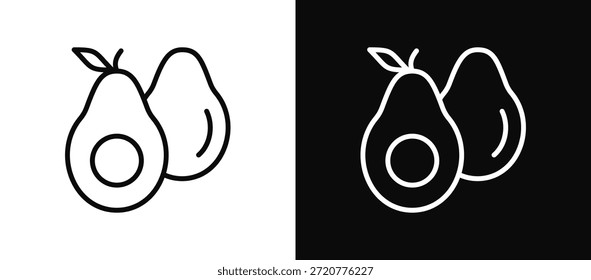 Conjunto de iconos de aguacate blanco y negro