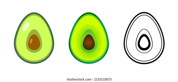 Avocado icon set. Avocado fruit illustration isolated on white background. Vector EPS 10