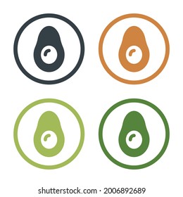 Juego de iconos de aguacate. Símbolo de fruta