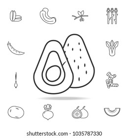 avocado icon. Set of fruits and vegetables icon. Premium quality graphic design. Signs, outline symbols collection, simple thin line icon for websites, web design, mobile app on white background