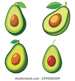 Avocado icon set. Avocado isolated on white background. Vector illustration.