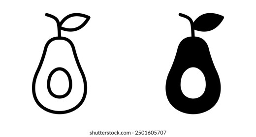 Conjunto de iconos de aguacate. Color de diseño plano de silueta editable