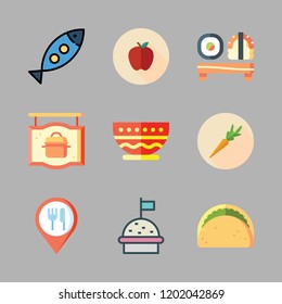 avocado icon set. vector set about bowl, healthy food, taco and food icons set.