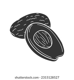 Avocado Icon Silhouette Illustration. Tropical Fruit Vector Graphic Pictogram Symbol Clip Art. Doodle Sketch Black Sign.