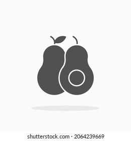 Icono de aguacate. Estilo sólido o glifo. Ilustración vectorial. Disfruta de este icono para tu proyecto.
