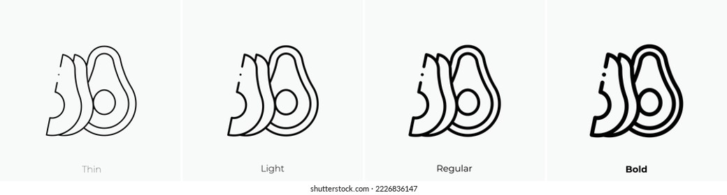 avocado icon. Thin, Light Regular And Bold style design isolated on white background