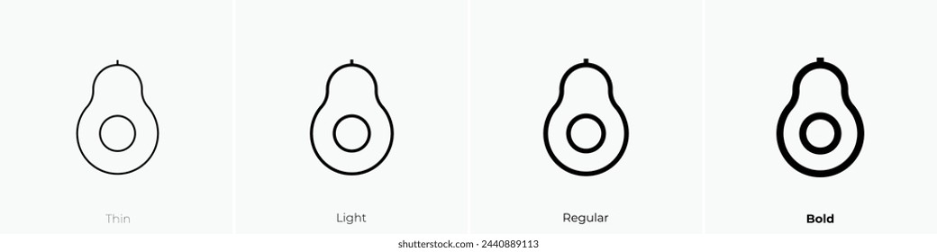 avocado icon. Thin, Light Regular And Bold style design isolated on white background