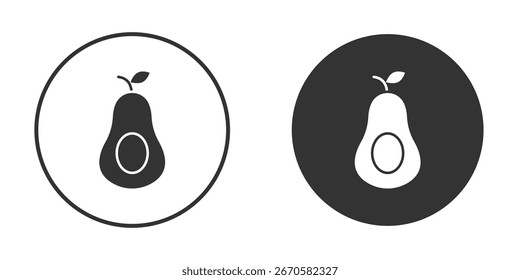 Icono de aguacate en versiones de diseño plano de moda en blanco y negro.