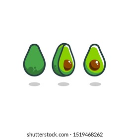 avocado icon vector design wall art wallpaper, half sliced avocado vector set illustration isolated on white background