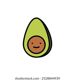 Avocado icon vector. Minimalistic illustration of green berry - avocado pear. Healthy eating, dieting, American cuisine concepts.