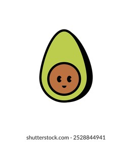 Avocado icon vector. Minimalistic illustration of green berry - avocado pear. Healthy eating, dieting, American cuisine concepts.