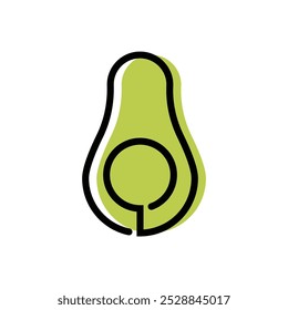 Avocado icon vector. Minimalistic illustration of green berry - avocado pear. Healthy eating, dieting, American cuisine concepts.