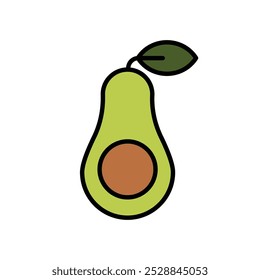 Avocado icon vector. Minimalistic illustration of green berry - avocado pear. Healthy eating, dieting, American cuisine concepts.